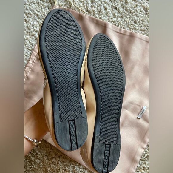 Prada Leather Ballet Tan Cream Flats Shoes Cirpia Size 7,5 - Picture 14 of 15